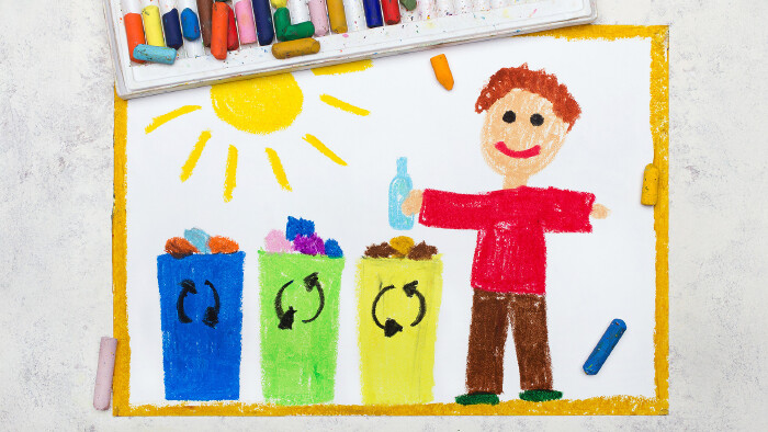 Kinderzeichnung zur M&uuml;lltrennung