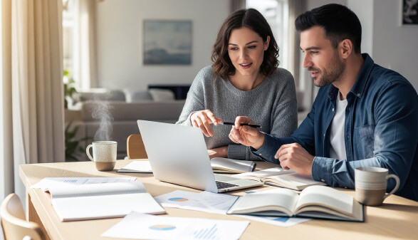 Paar macht Steuerausgleich auf dem Laptop