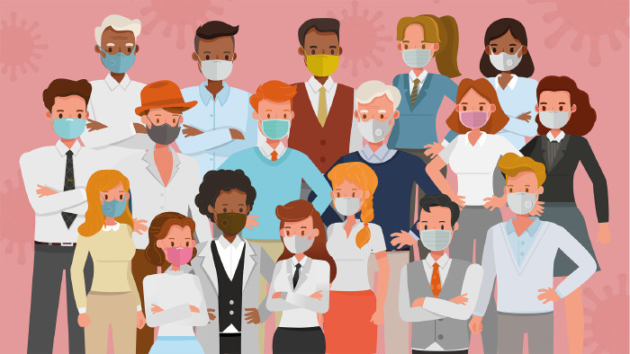 © yindee, stock.adobe.com Illustration: Viele Menschen mit Mund-Nasen-Masken © yindee, stock.adobe.com