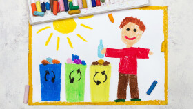 Kinderzeichnung zur M&uuml;lltrennung